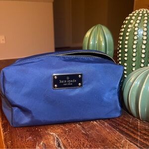 Kate Spade New York Blue Makeup Bag Stylish Travel Cosmetic Zip Pouch Case O/S